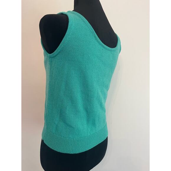 Vintage Jss women’s knit ware suit blazer & tank petite S green / white striped - Picture 3 of 16